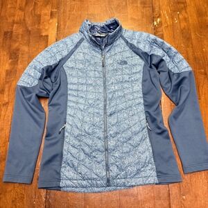 The North Face Thermoball Hybrid Momentum Jacket Womens Large Blue Quilted